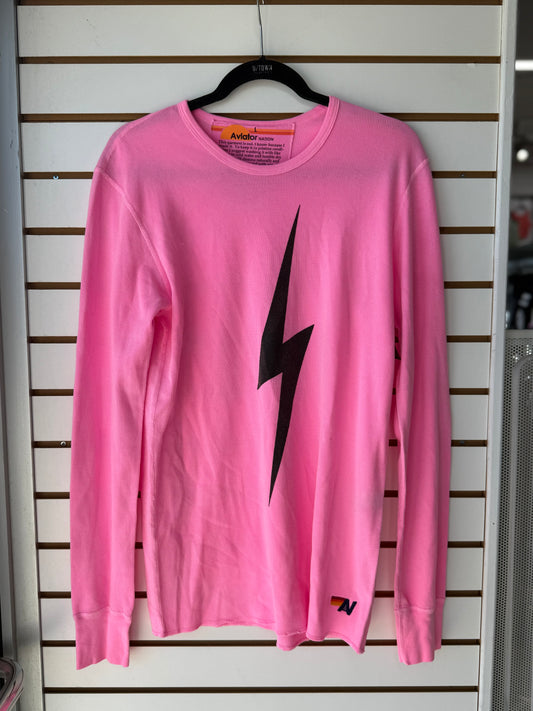 Aviator Nation pink lightning bolt thermal size large
