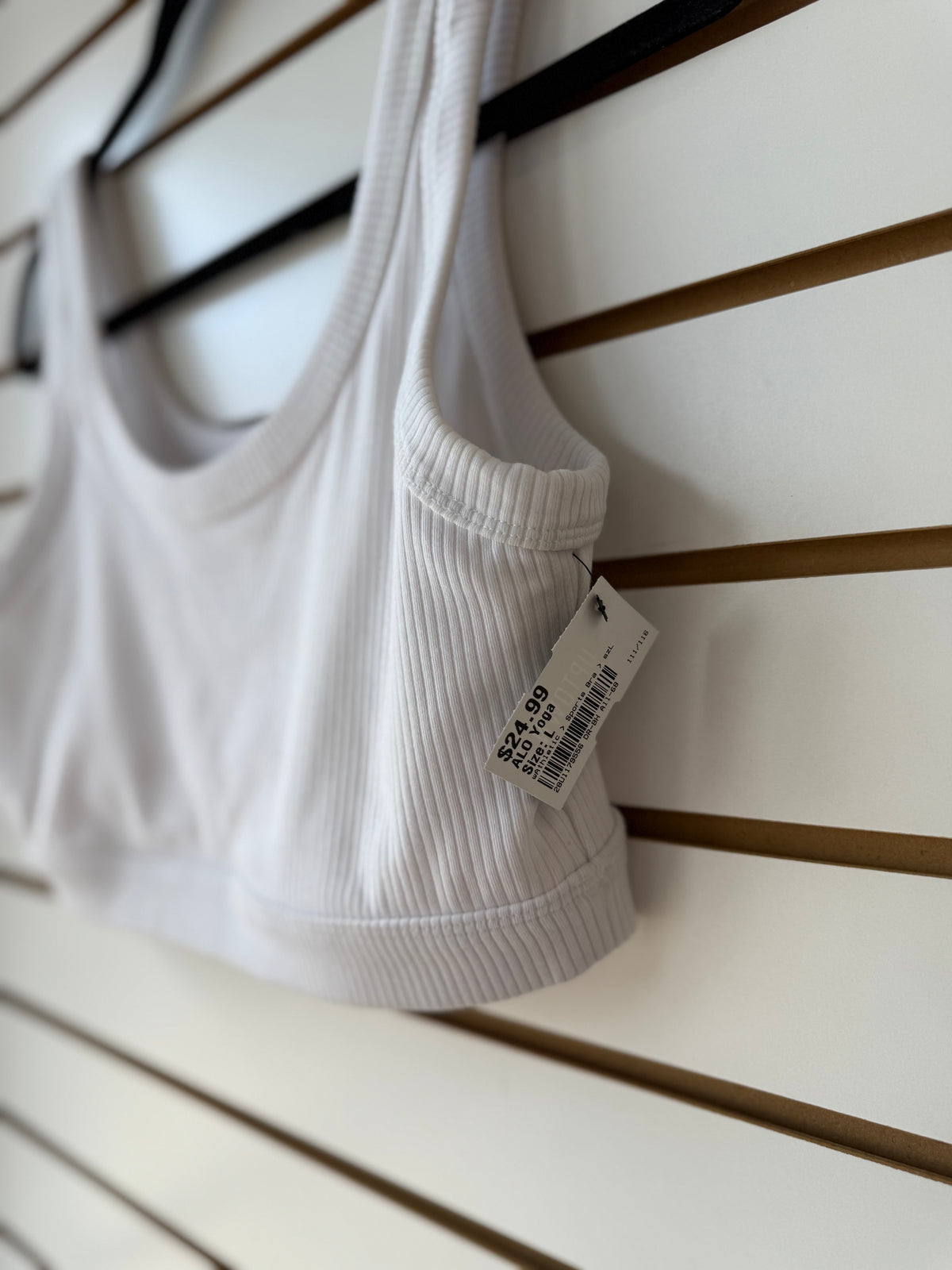 ALO Yoga white ribbed tank size large