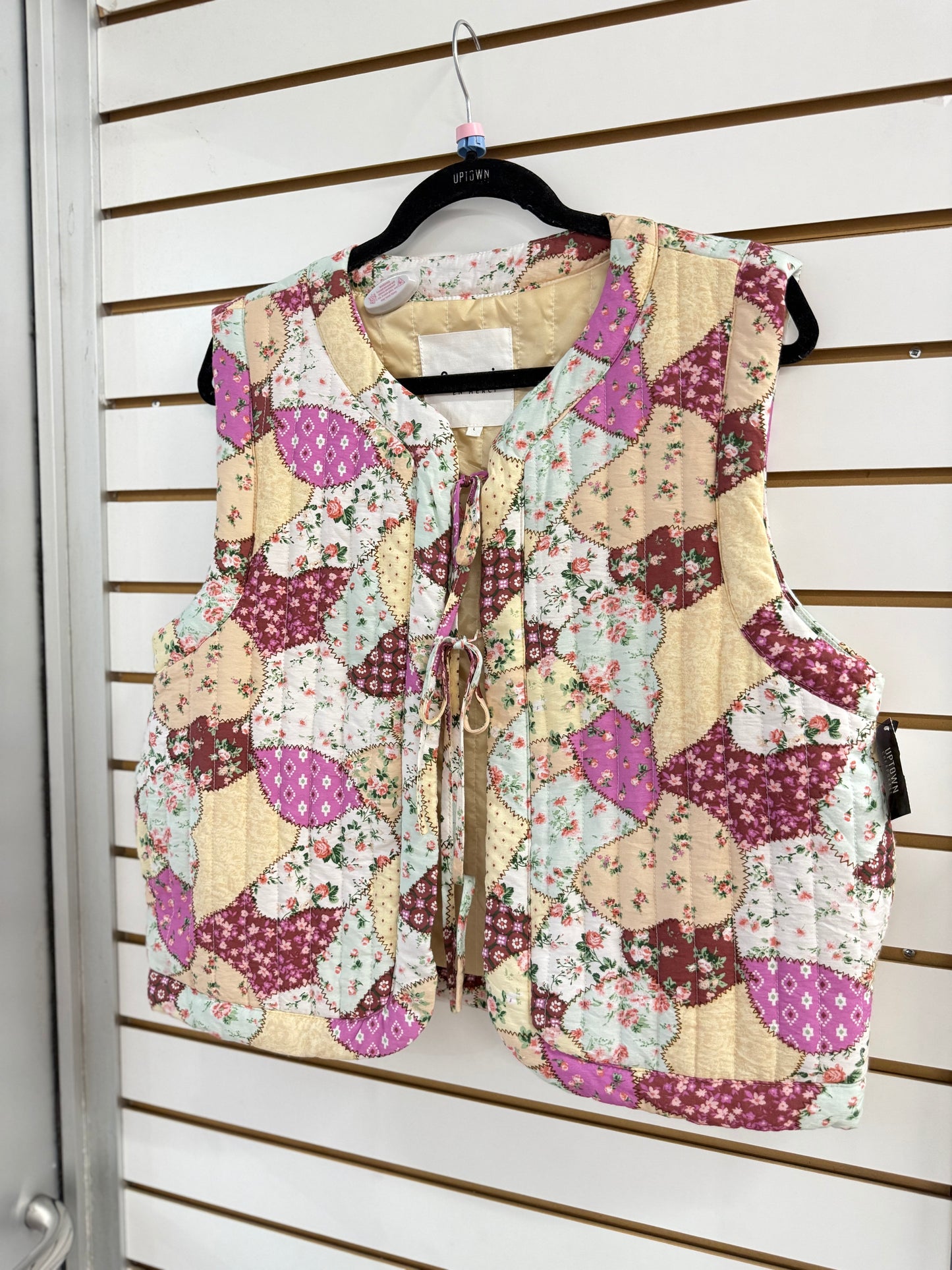 & Merci quilted floral patchwork vest size large