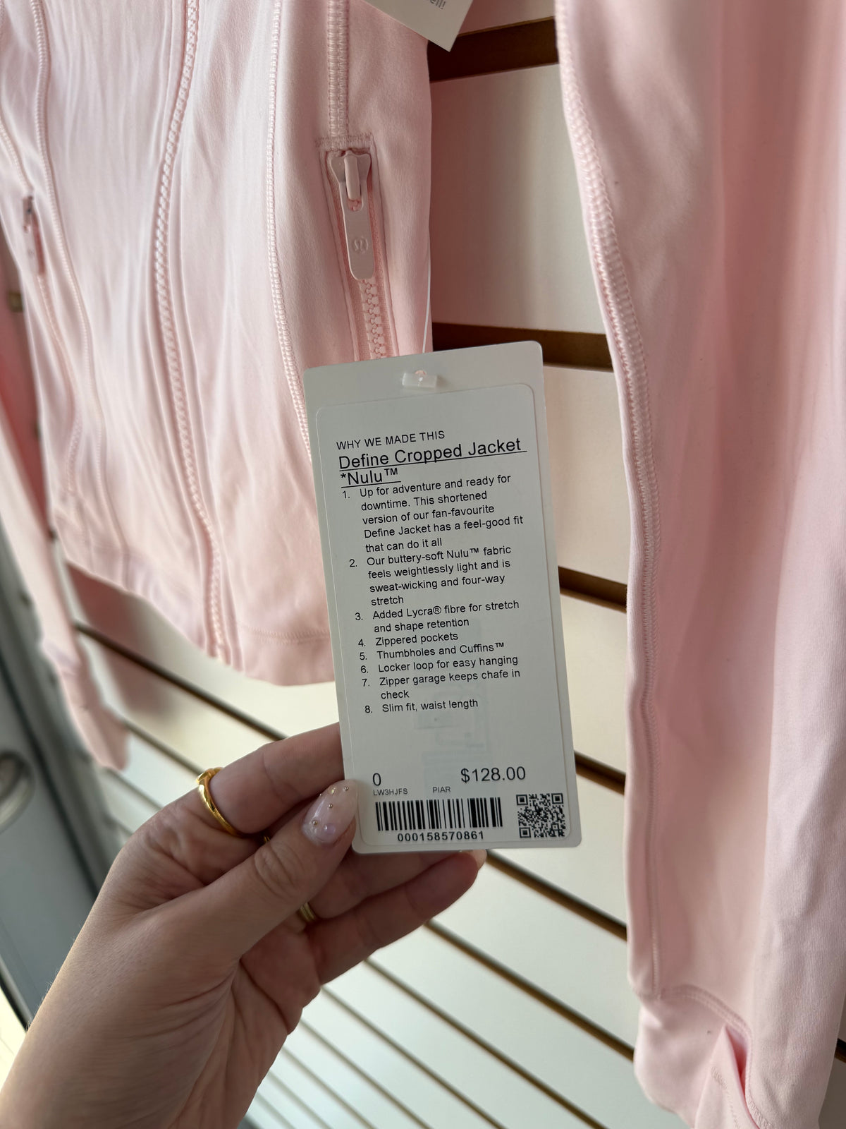 NWT Lululemon Define jacket in strawberry milkshake size 0