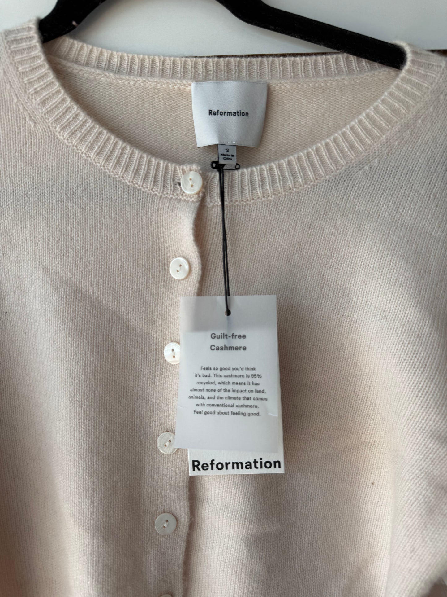NWT Reformation Clara Cashmere cardigan size small