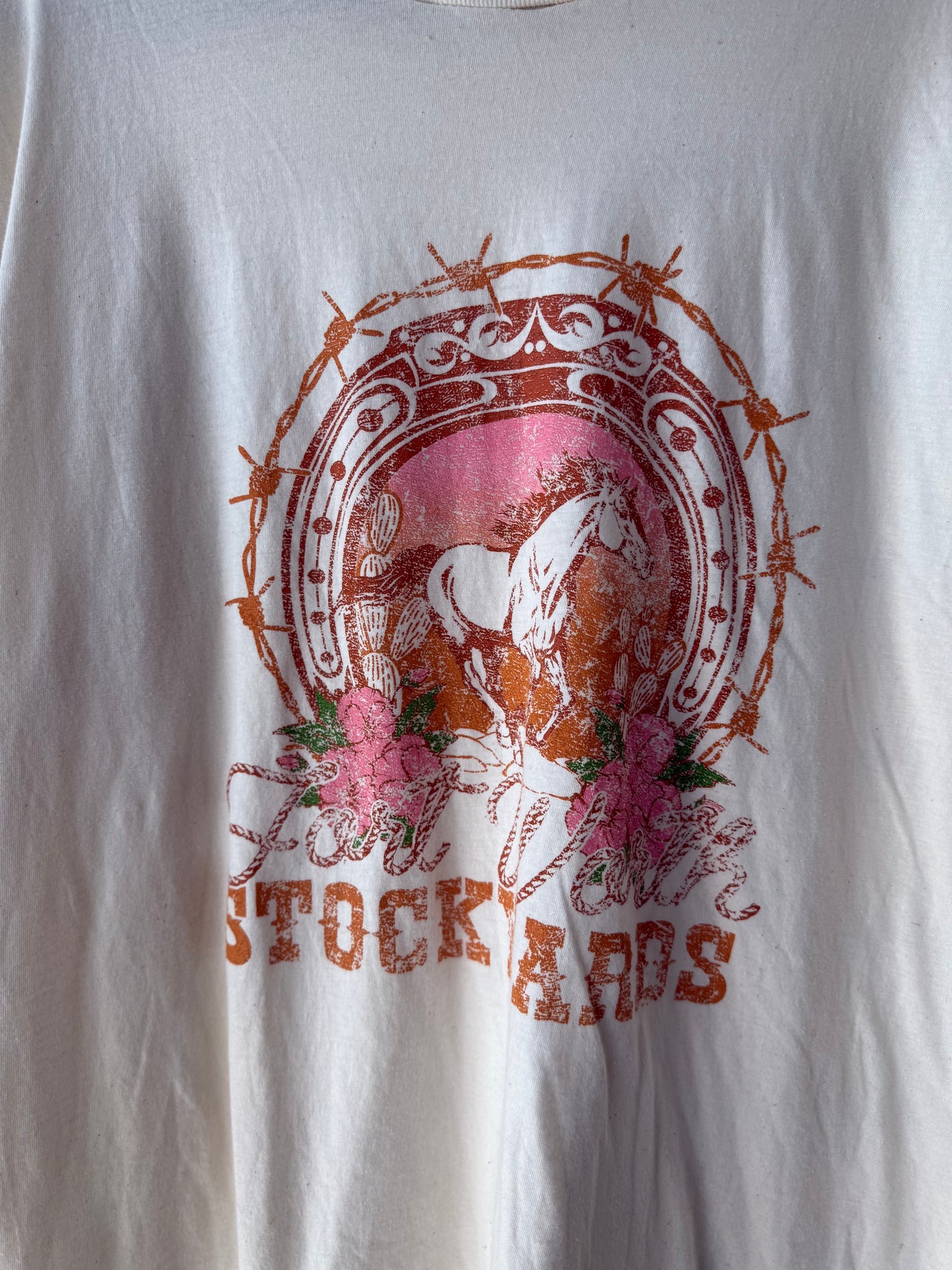 Ft Worth Stockyards cream tshirt size XL
