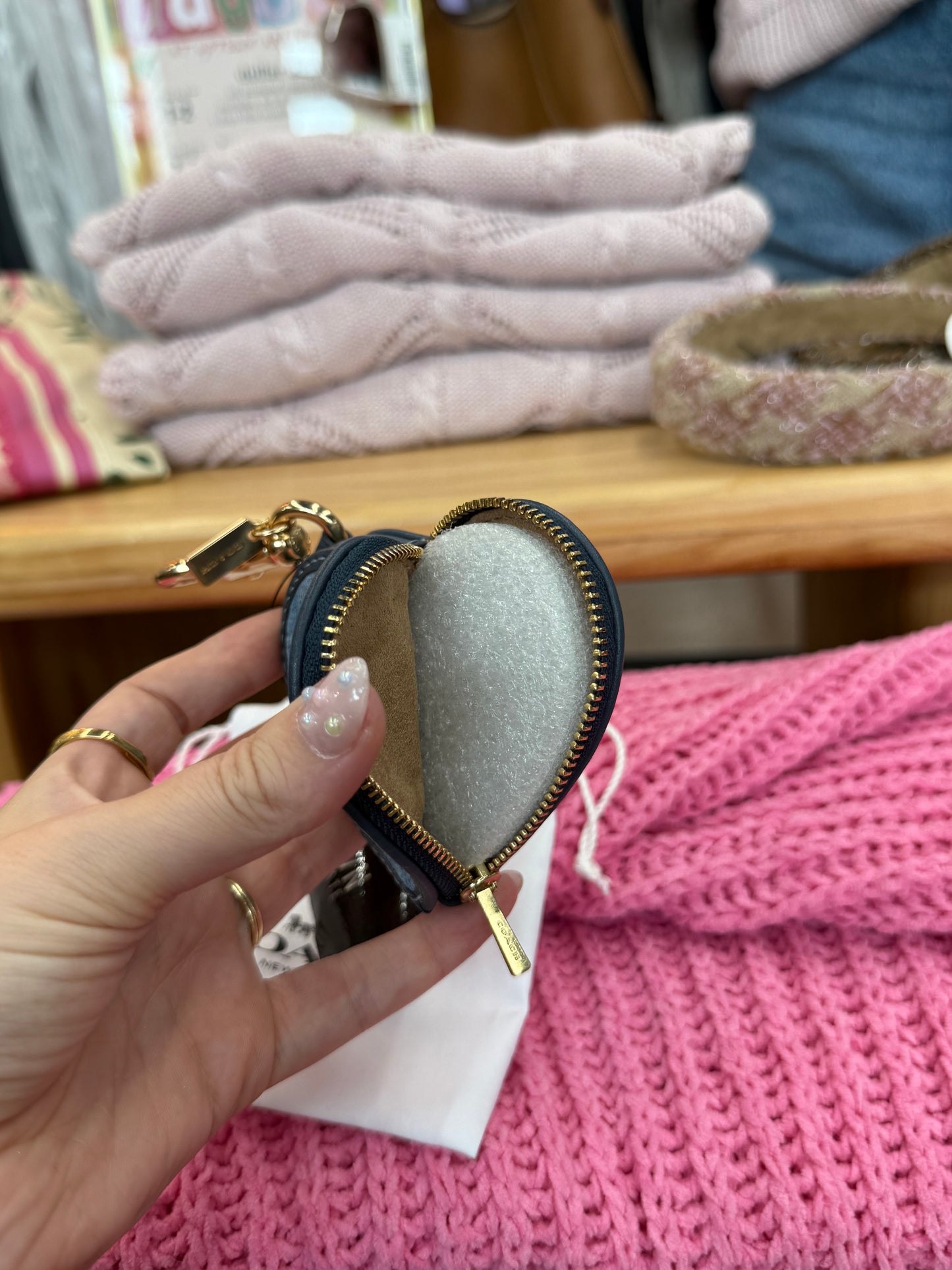 NWOT Coach denim heart bag charm
