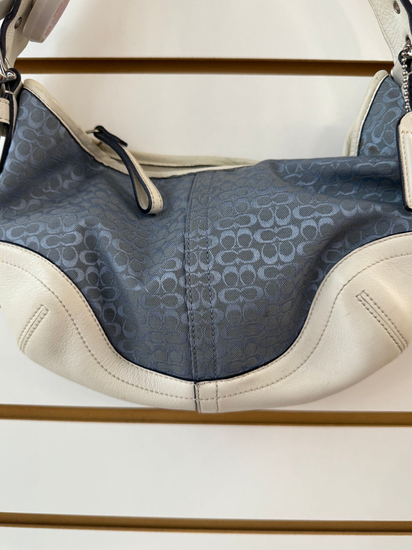 Vintage Coach soho signature blue and white shoulder bag (shows wear- see photos)