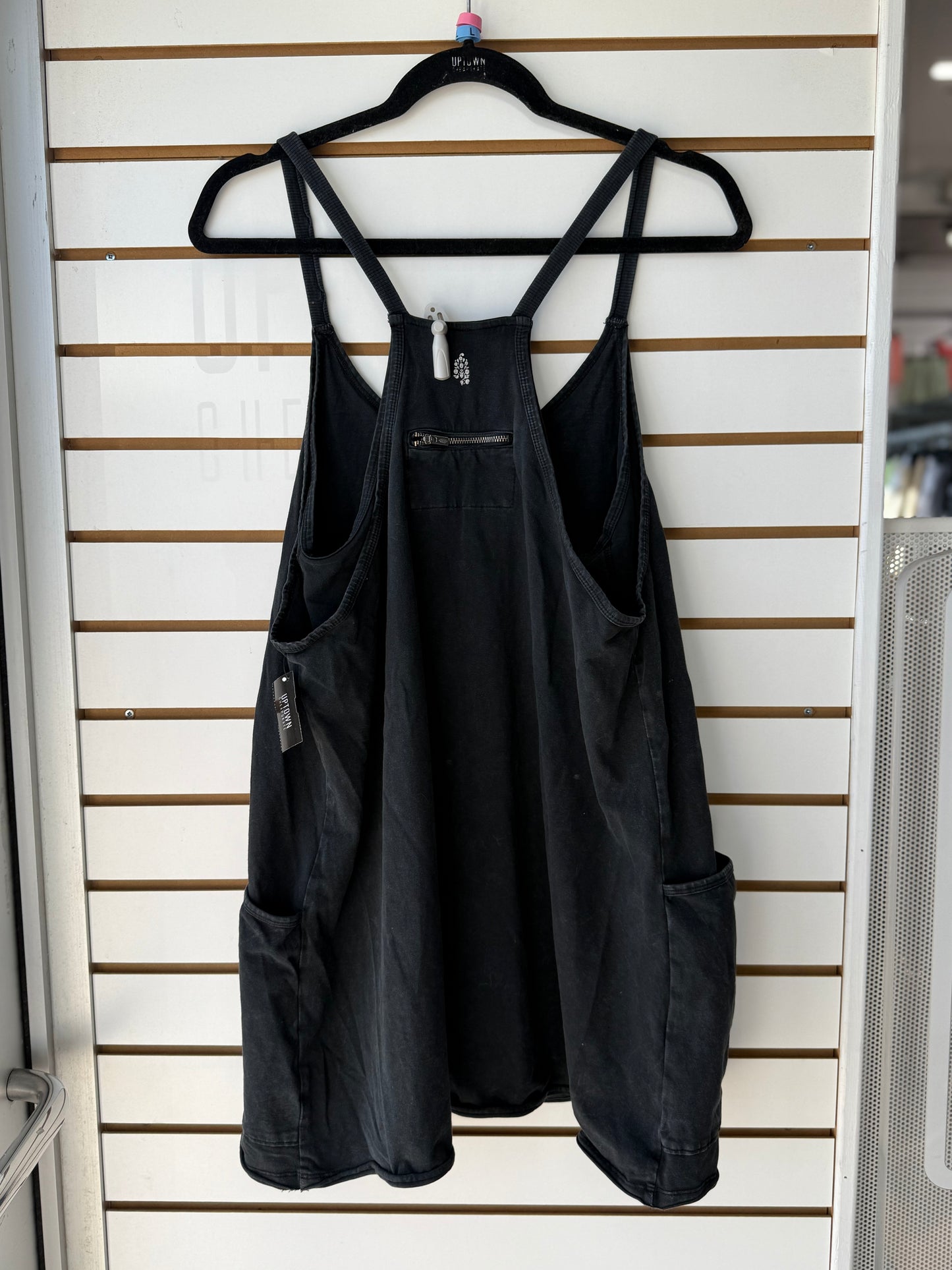 Free People Movement charcoal hotshot mini romper dress size Large