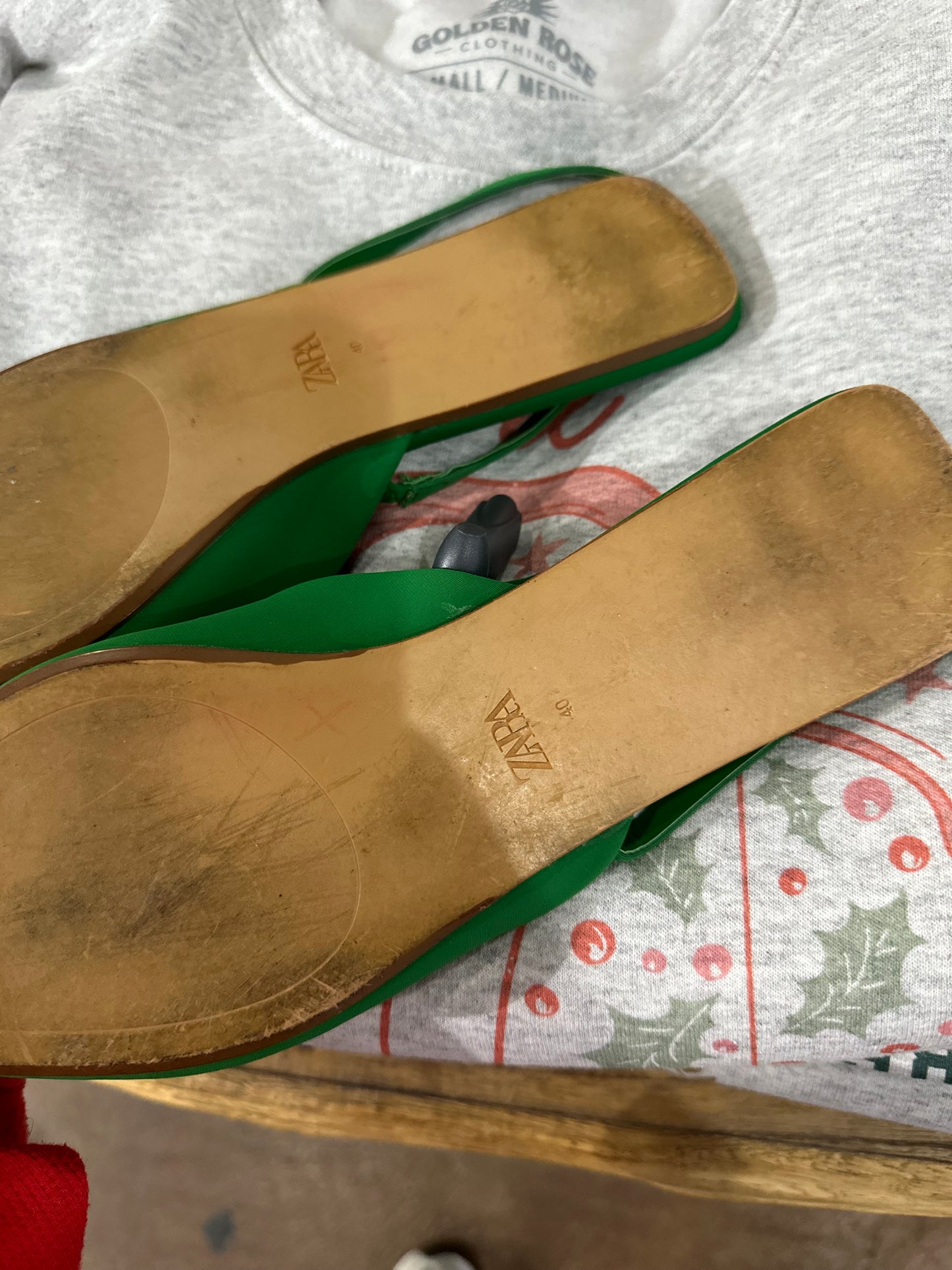 Zara green flats size 40