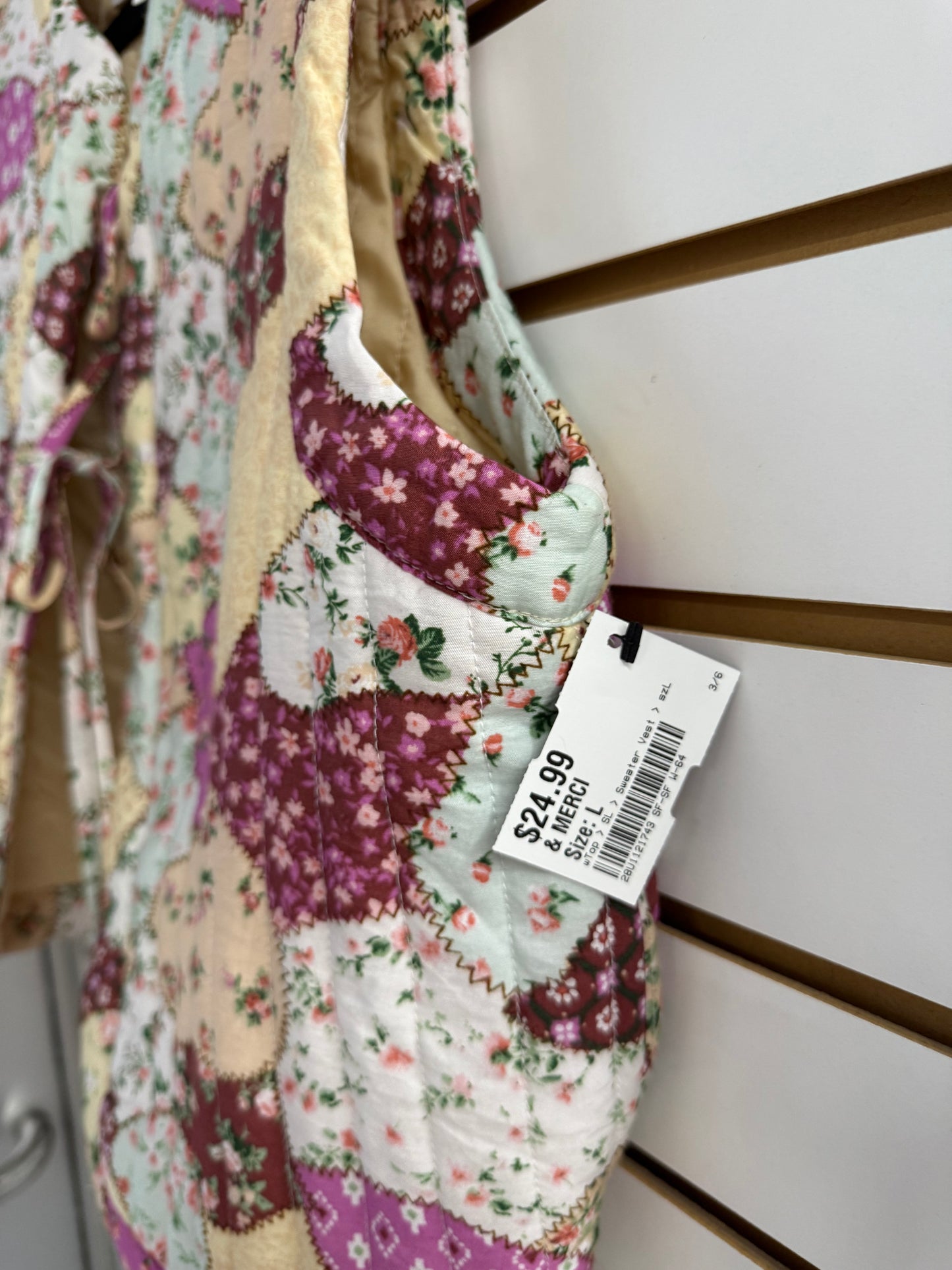 & Merci quilted floral patchwork vest size large