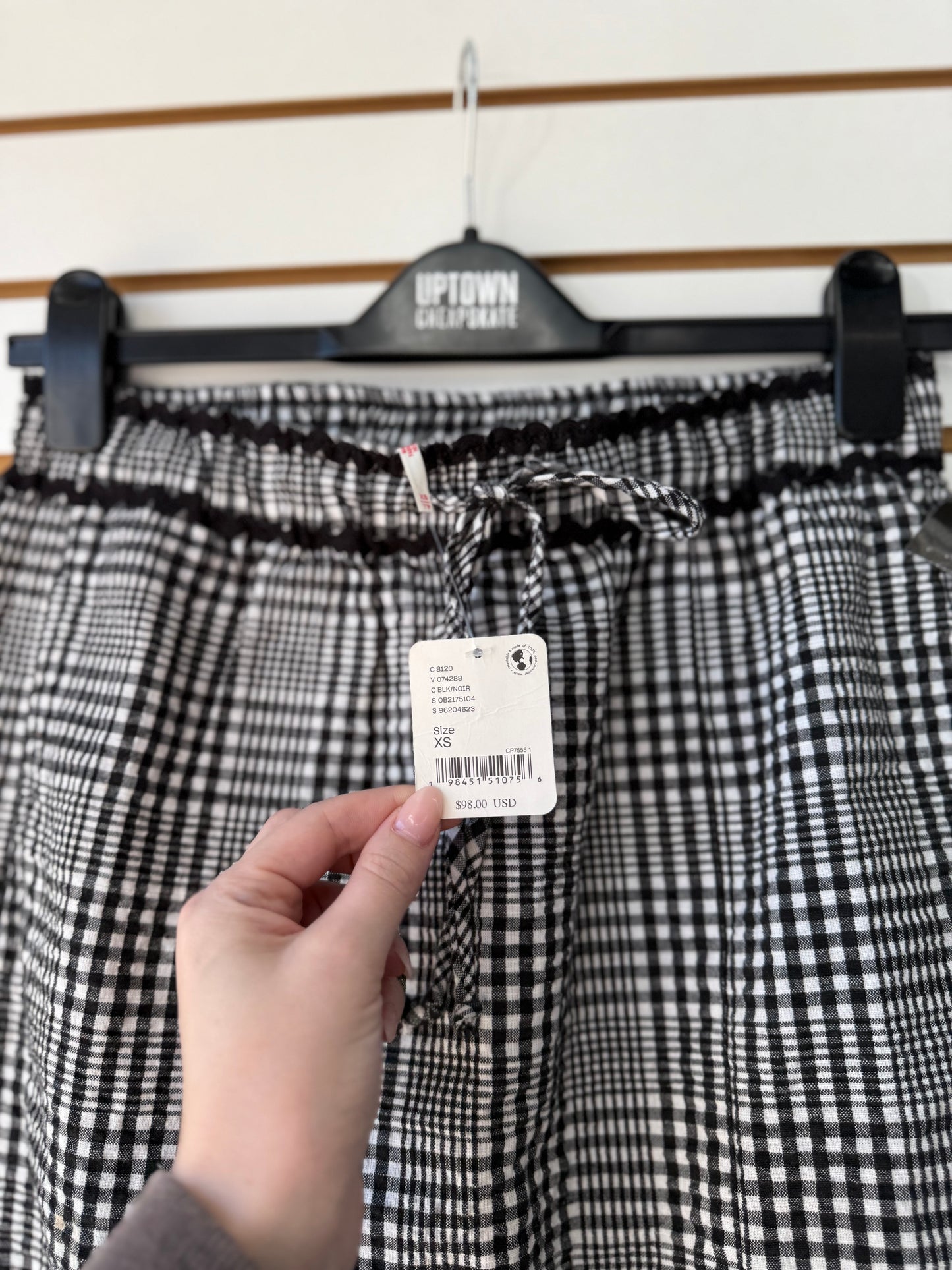 NWT Free People Penelope Gingham Midi Skirt sz XS