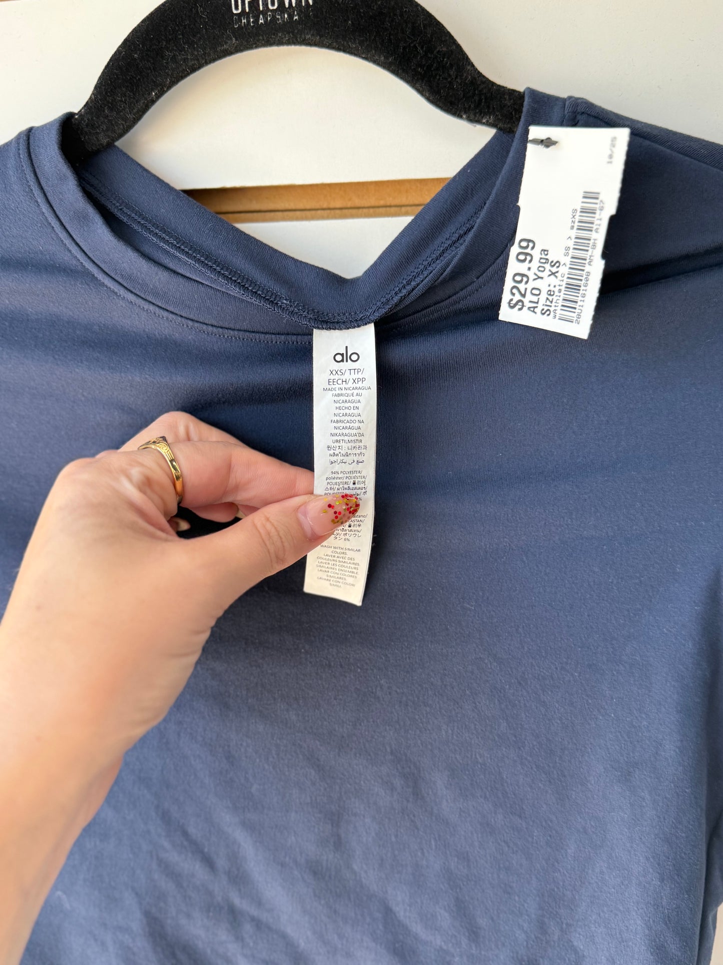 ALO Yoga blue cropped shirt size XXS