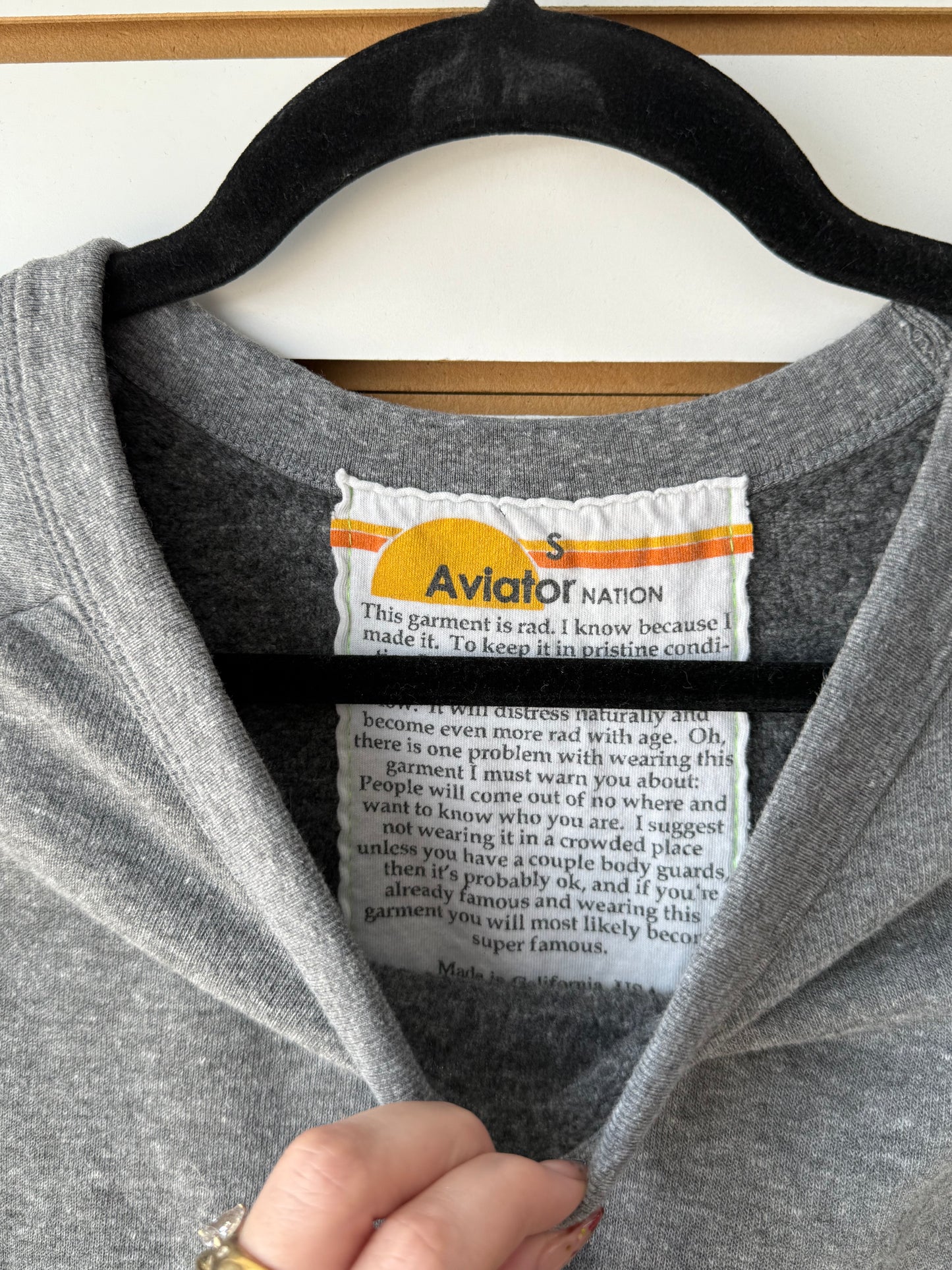 Aviator Nation gray lightning bolt pullover size small