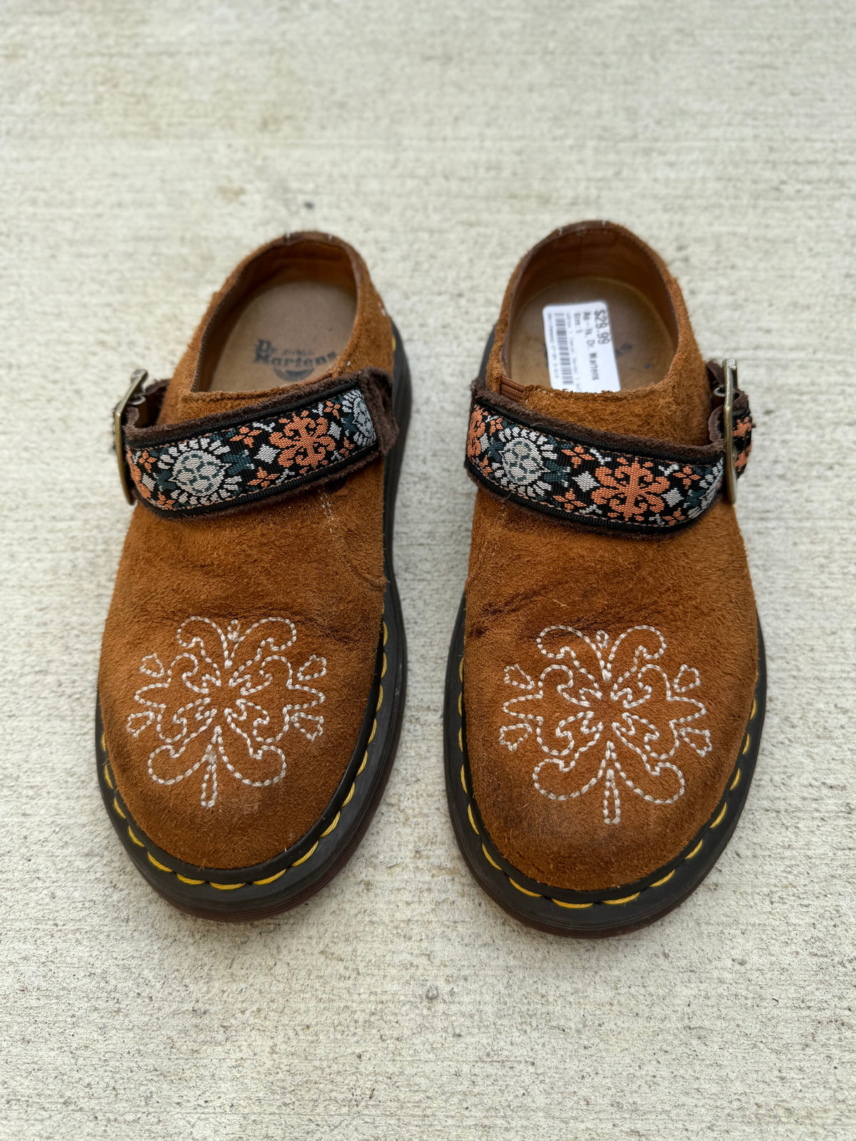 Doc Martens brown isham suede and jacquauadd mules women’s 5 as-is