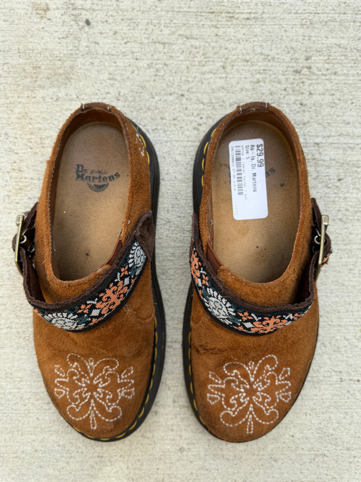 Doc Martens brown isham suede and jacquauadd mules women’s 5 as-is