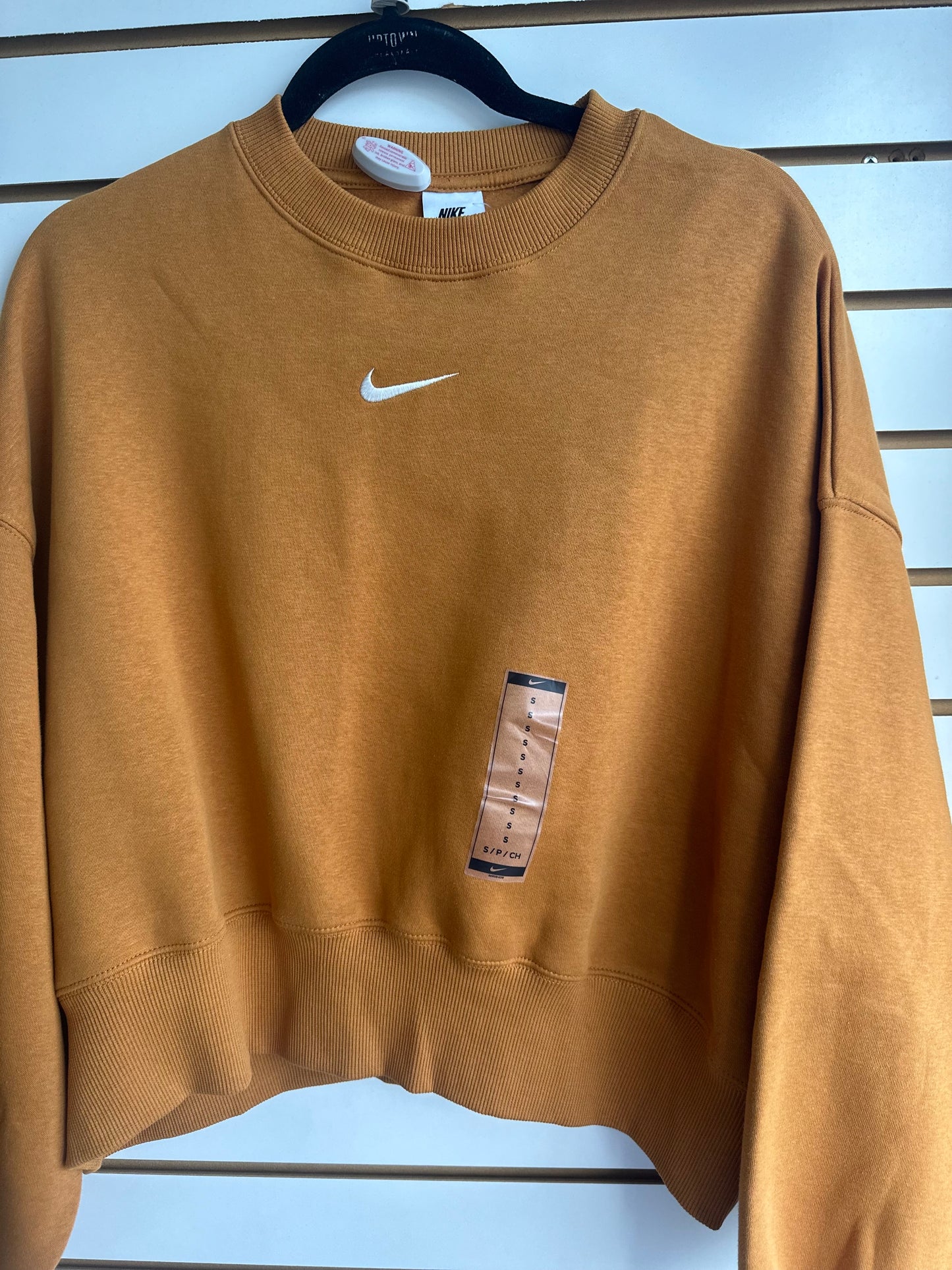 NWOT Nike Phoenix fleece oversized cropped crewneck burnt orange color Sz Small