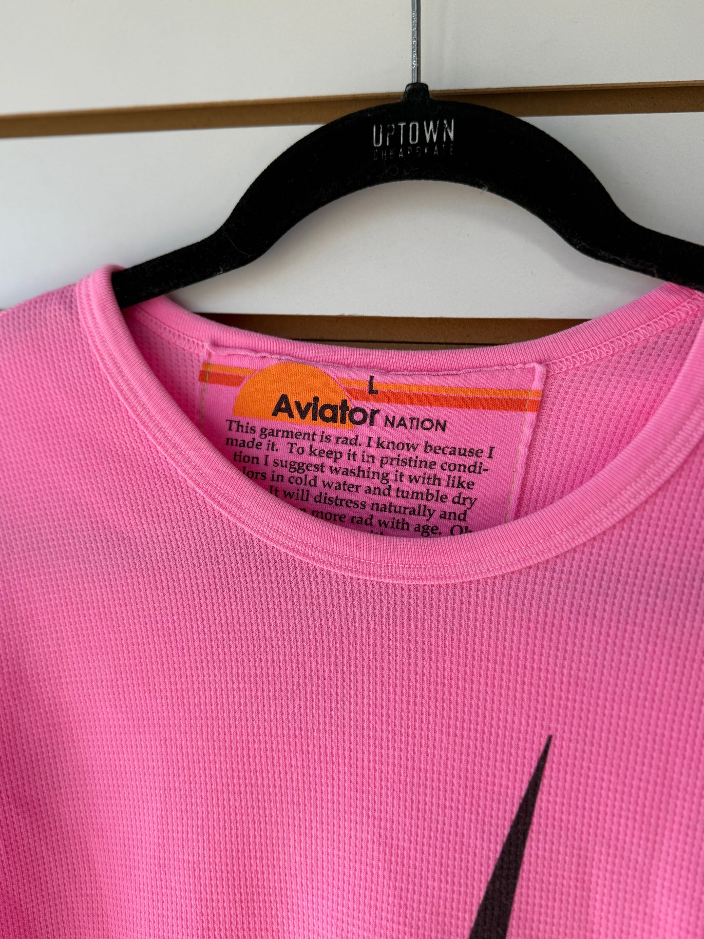 Aviator Nation pink lightning bolt thermal size large