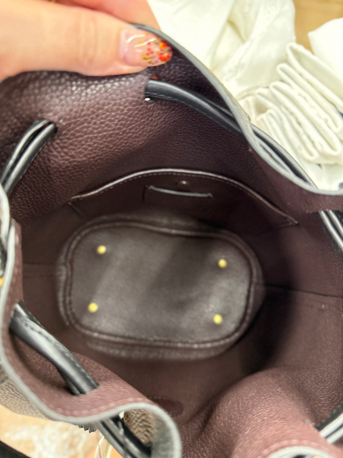 Coach Lora black leather whipstitch bucket bag with dustbag