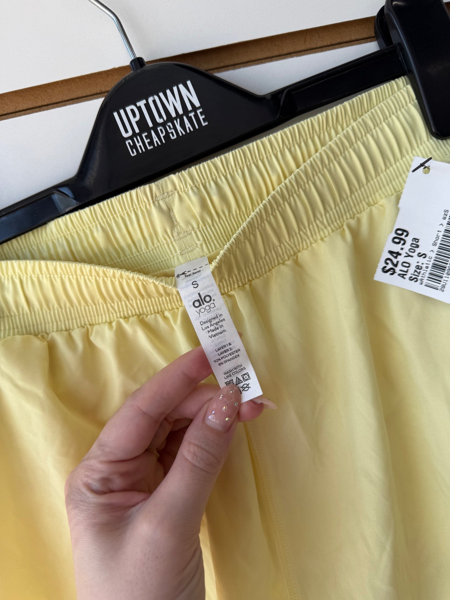 ALO yoga yellow shorts size small