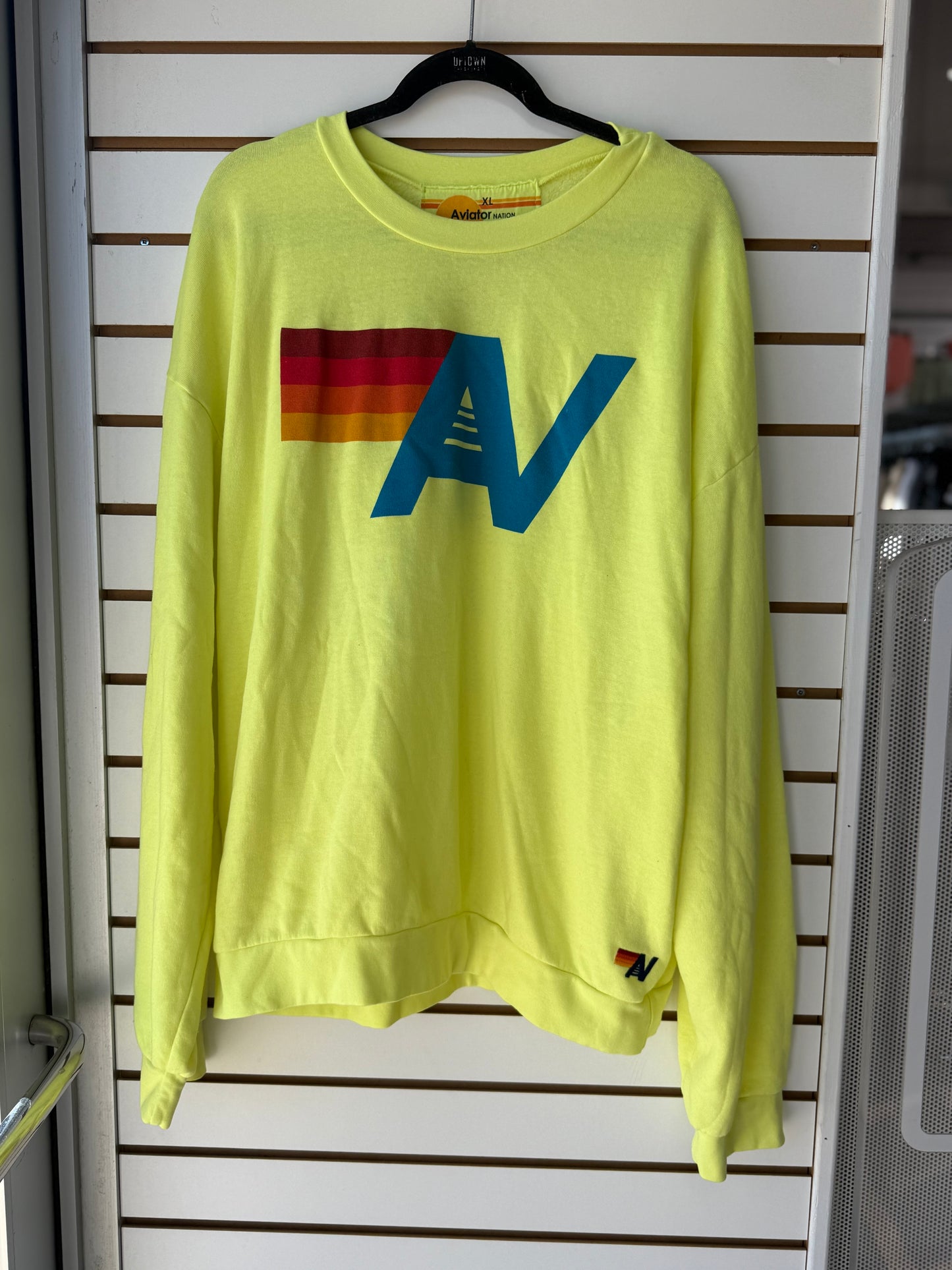 Aviator Nation yellow logo pullover size XL (small flaw on back)