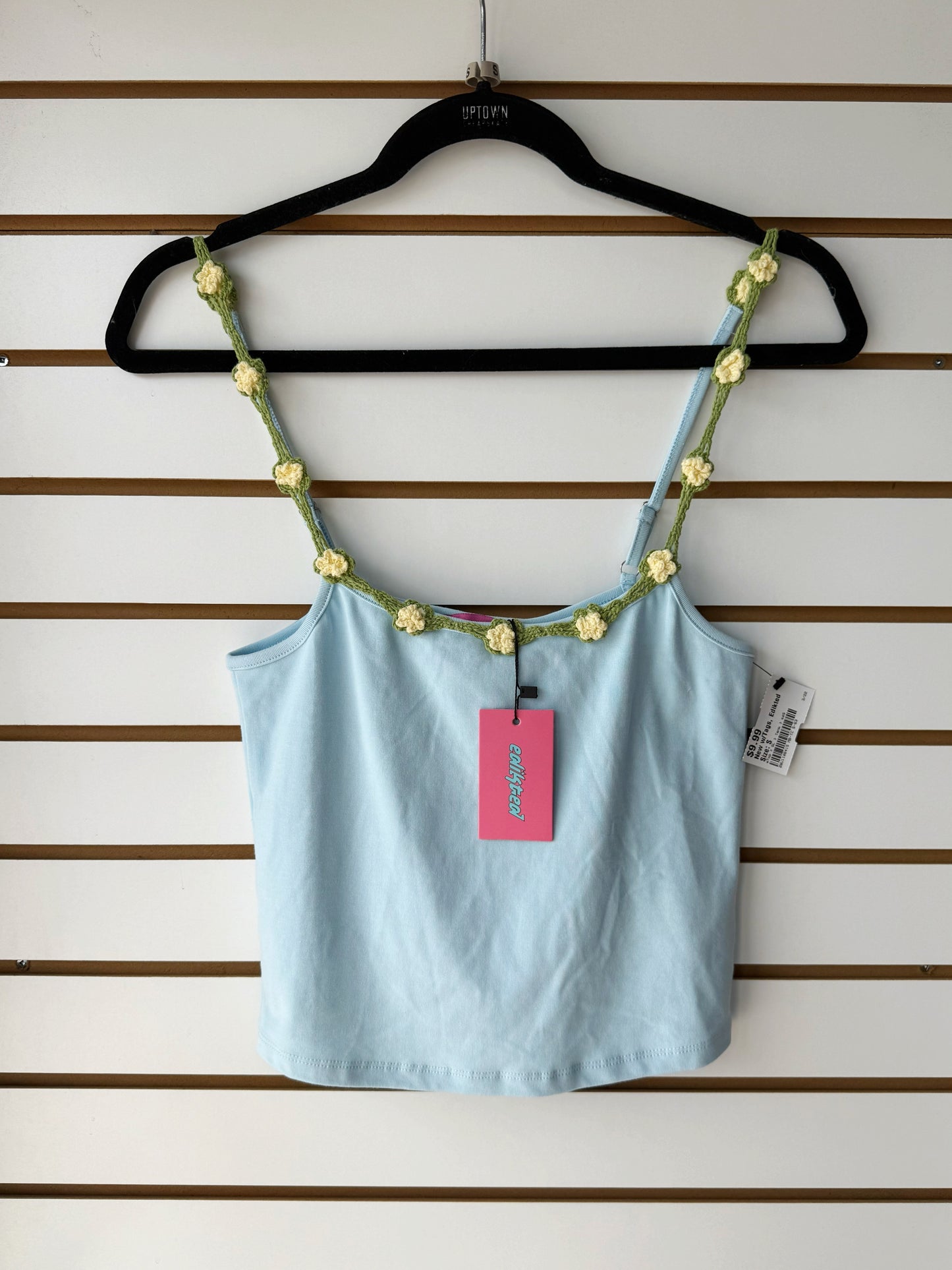 NWT Edikted blue crochet floral tank sz small