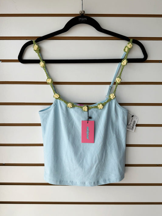 NWT Edikted blue crochet floral tank sz small