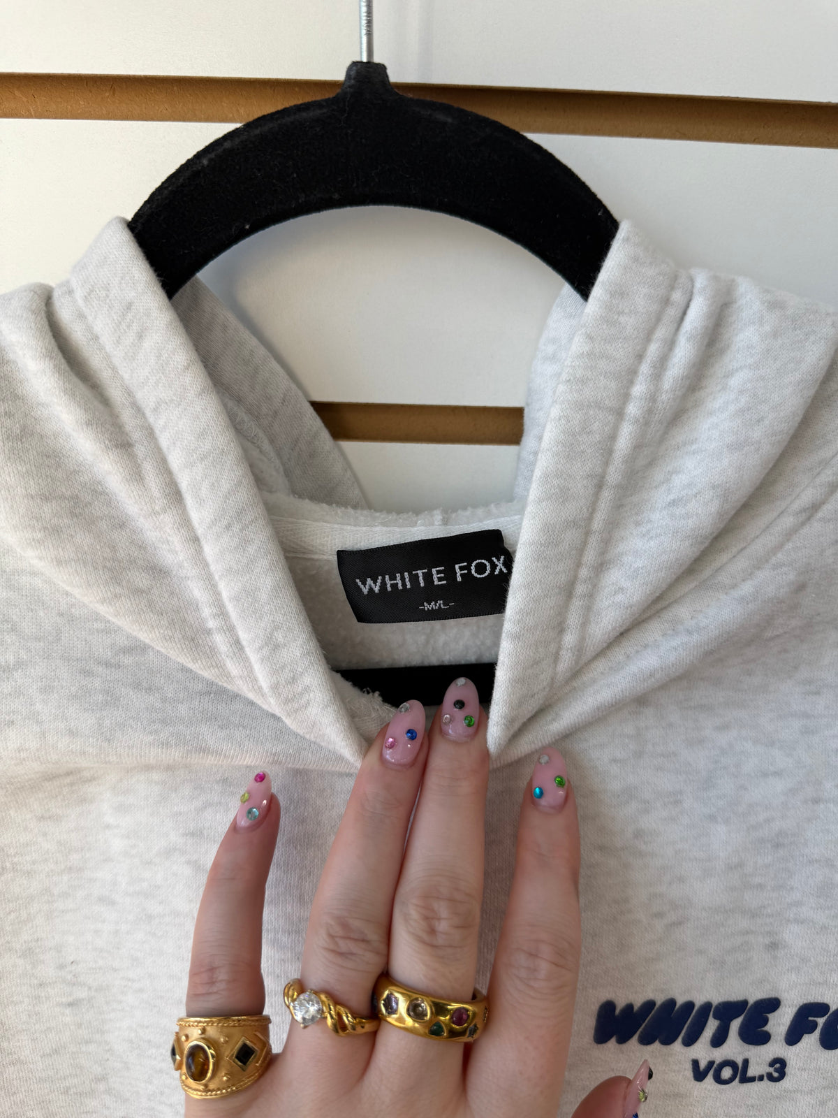 White Fox gray hoodie size M/L