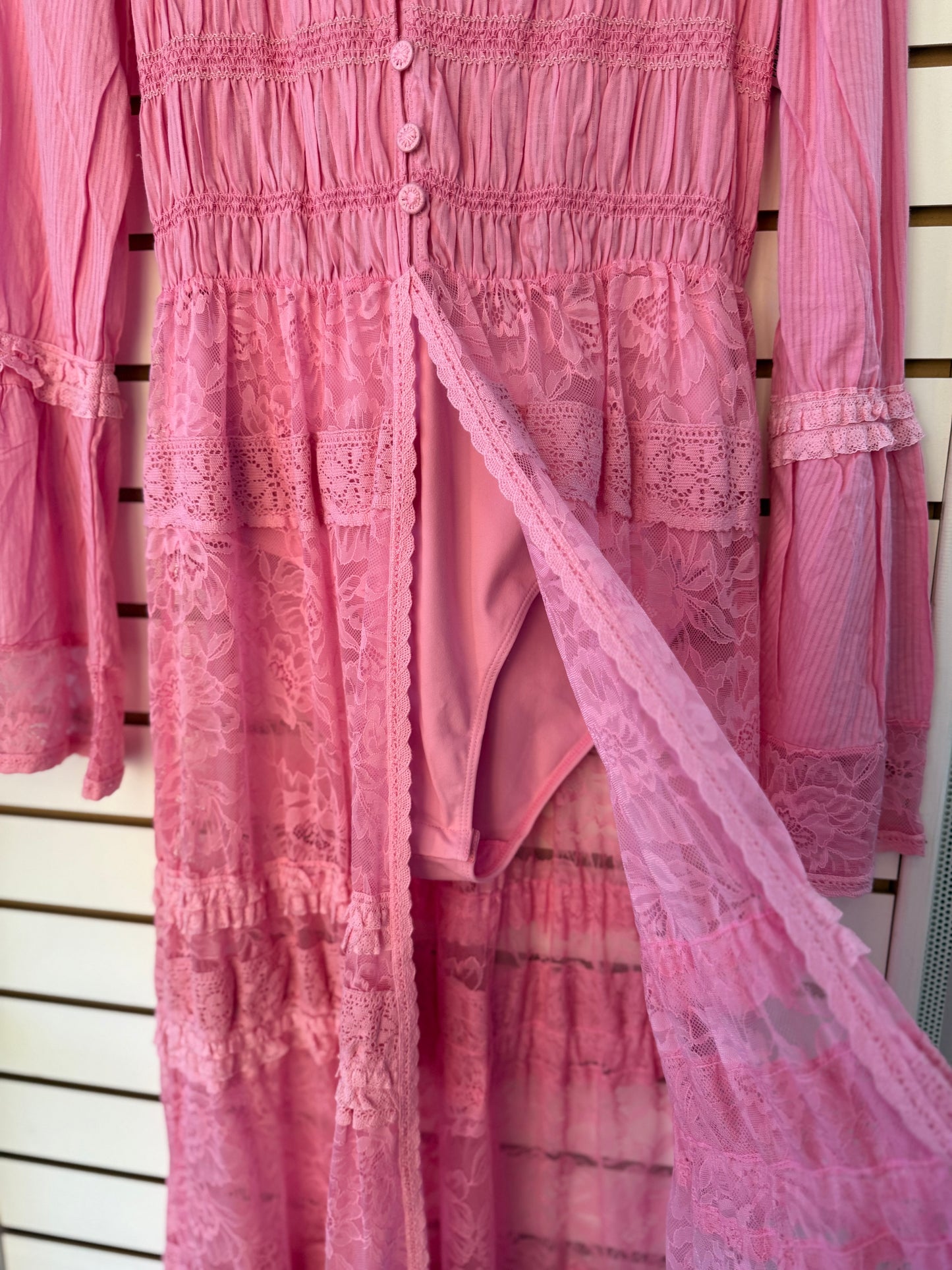 NWT Intimately Free People Sweet Saloon pink maxi bodysuit size medium