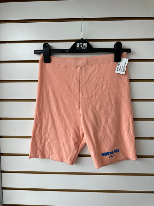 White Fox orange ribbed biker shorts sz medium