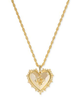 Kendra Scott gold Rose Heart Locket Pendant Necklace, 16" + 3" extender