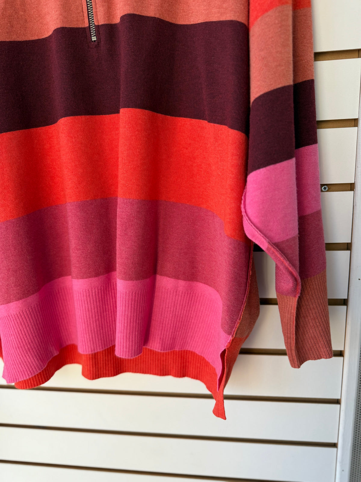 Free People striped quarter zip pullover size XS (oversized fit)