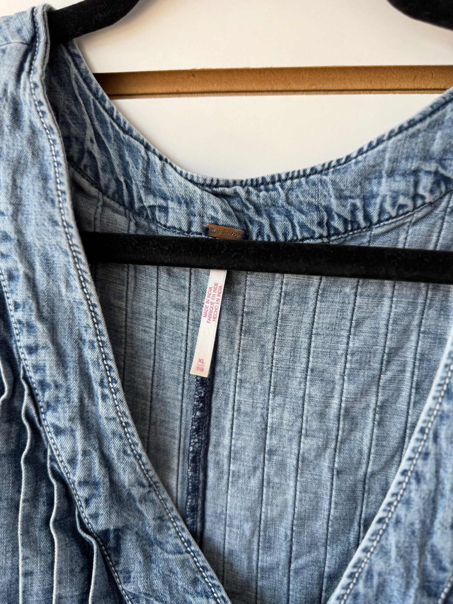 Free People Webster denim romper size XL