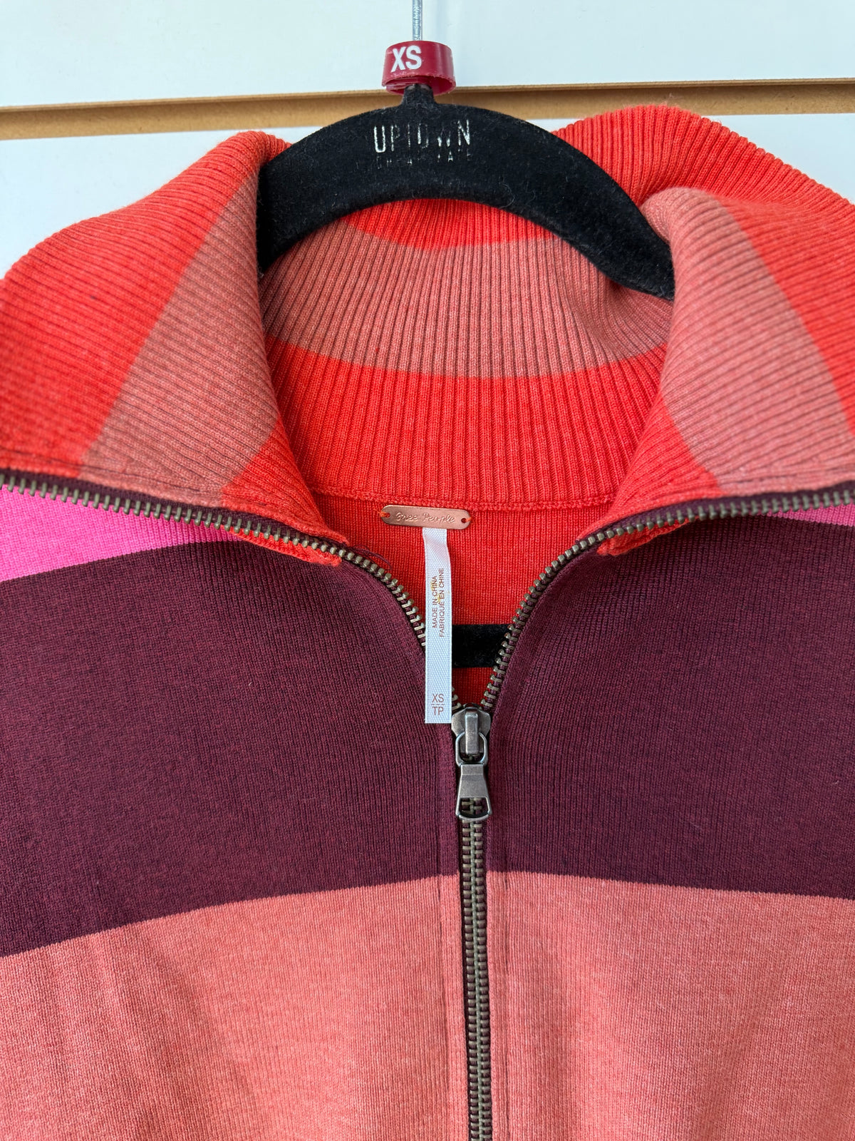 Free People striped quarter zip pullover size XS (oversized fit)