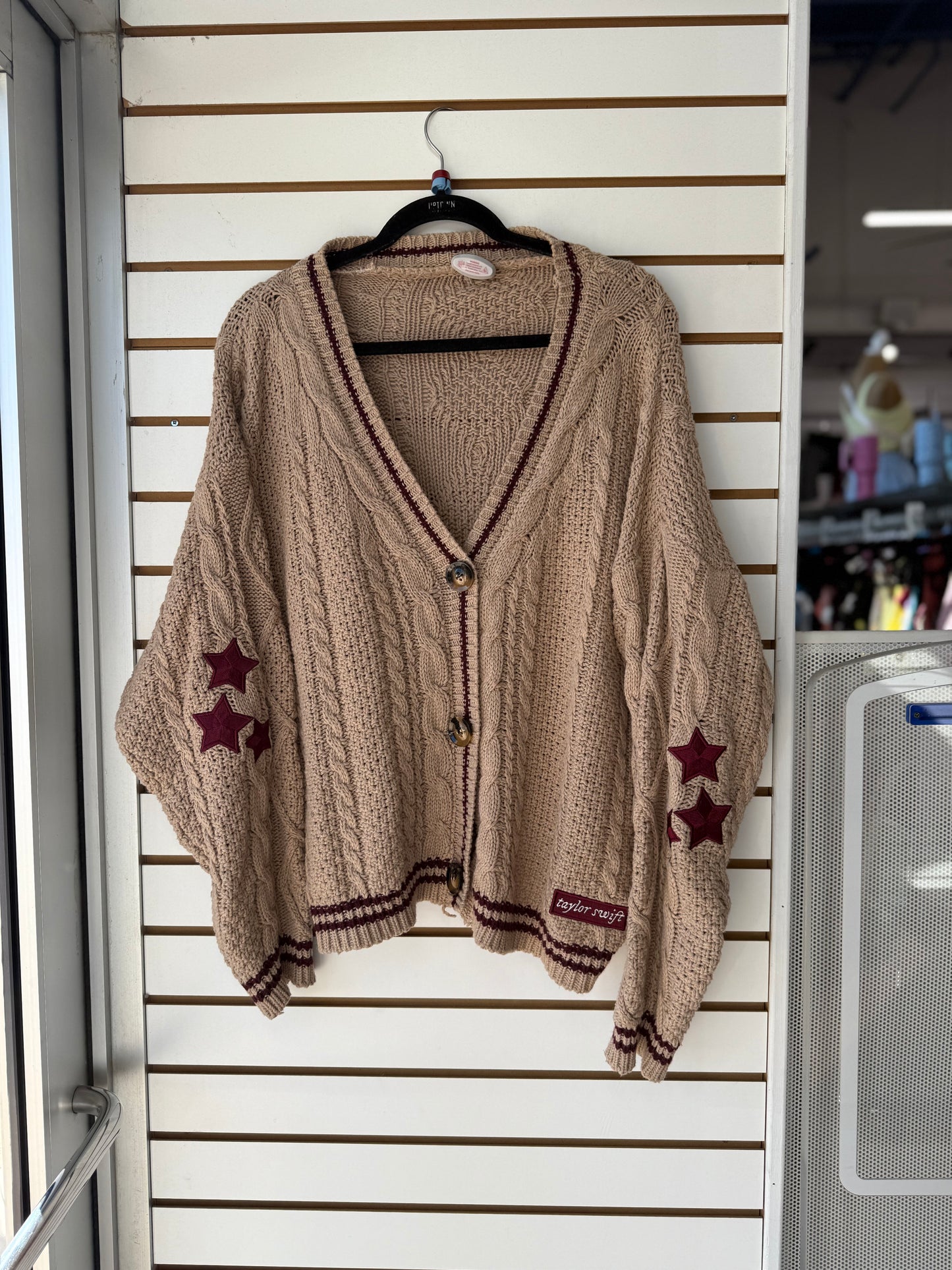 Taylor Swift Folklore tan maroon cardigan size M/L holiday edition