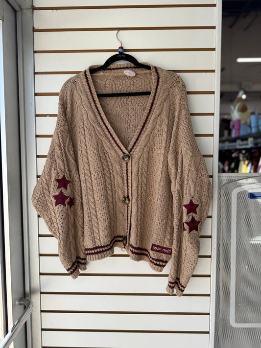 Taylor Swift Folklore tan maroon cardigan size M/L holiday edition