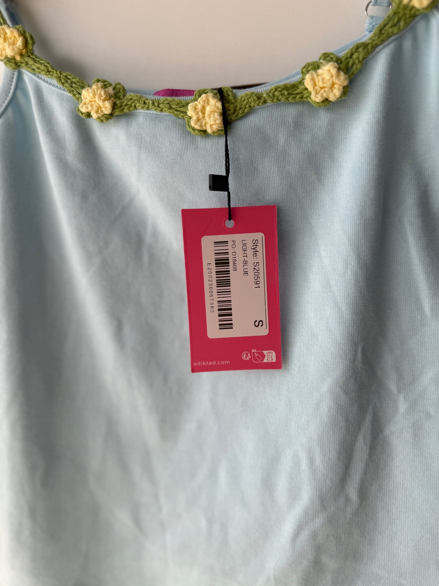 NWT Edikted blue crochet floral tank sz small