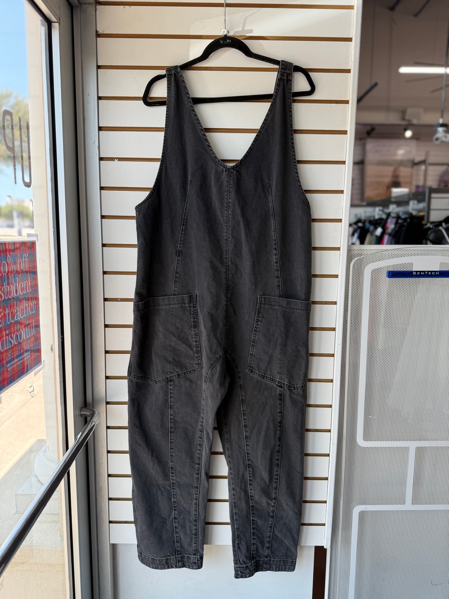 We the Free High Roller charcoal denim jumpsuit size medium