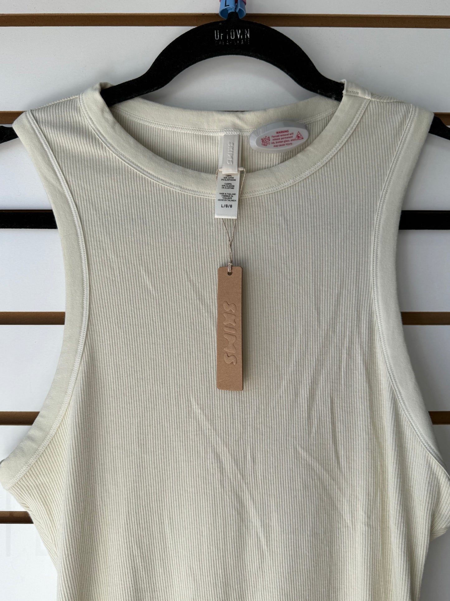 NWT SKIMS ribbed fitted dress in color bone size large