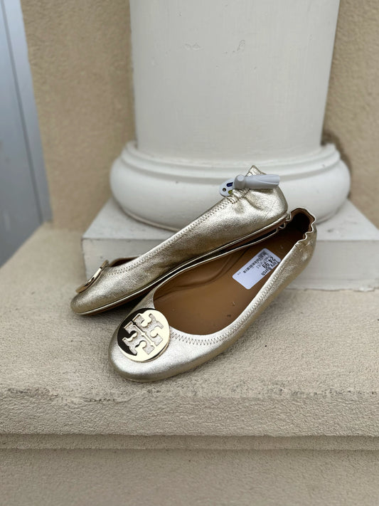 Tory Burch metallic gold leather flats size 9.5