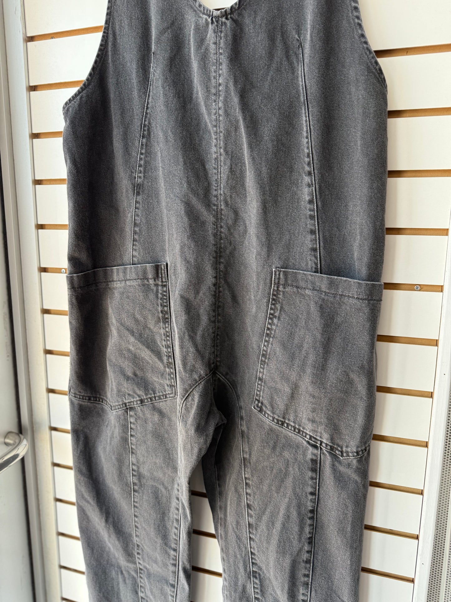 We the Free High Roller charcoal denim jumpsuit size medium