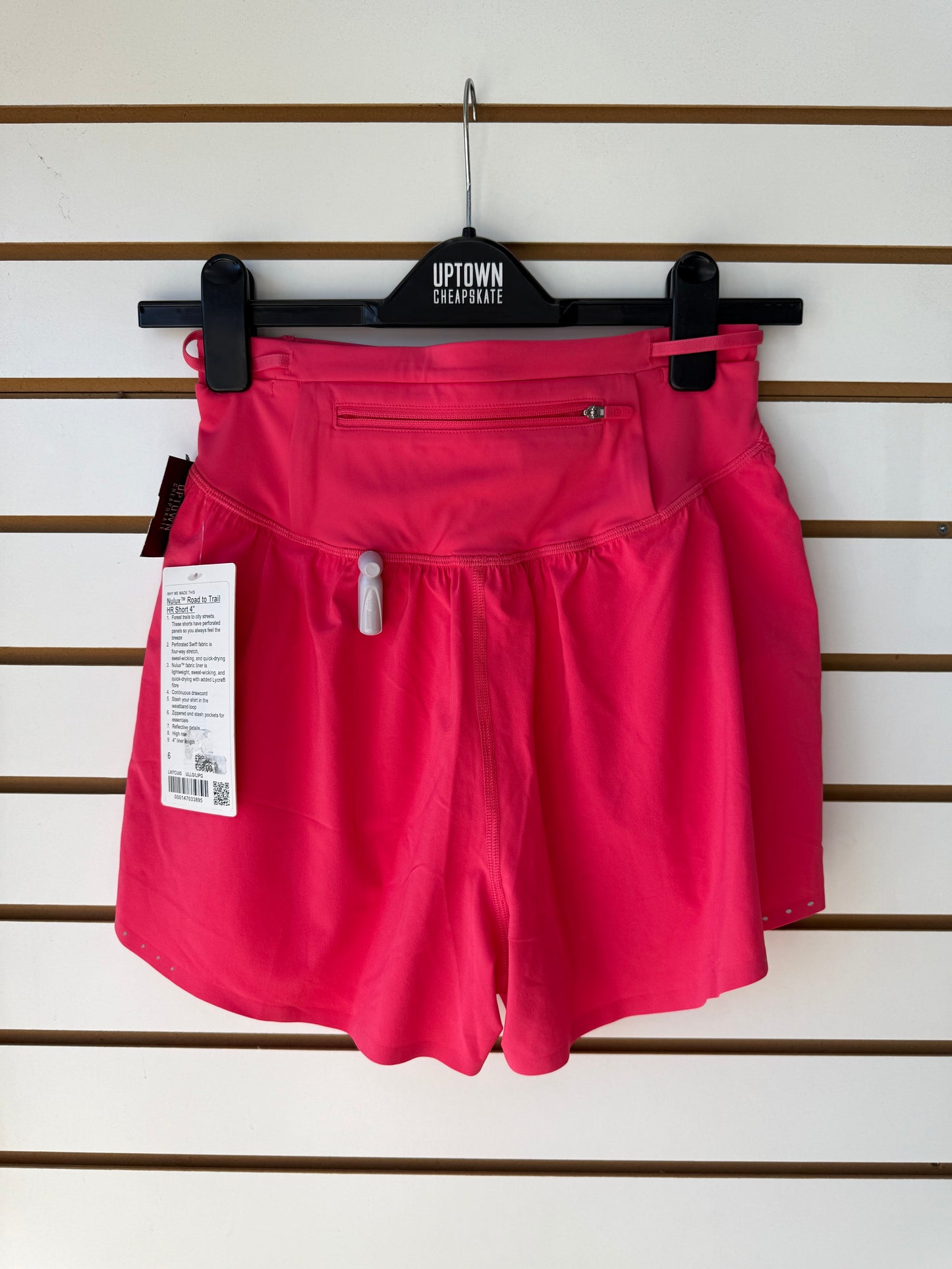 NWT Lululemon hot pink Nulux Road to Trail HR short 4” size 6