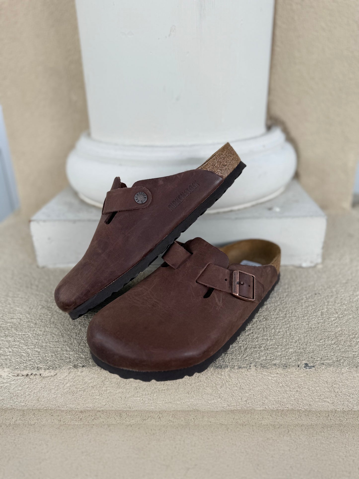 Birkenstock boston brown leather mules size women’s 6/37