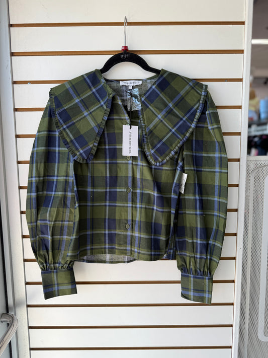 NWT We Wore What plaid collar blouse size XS