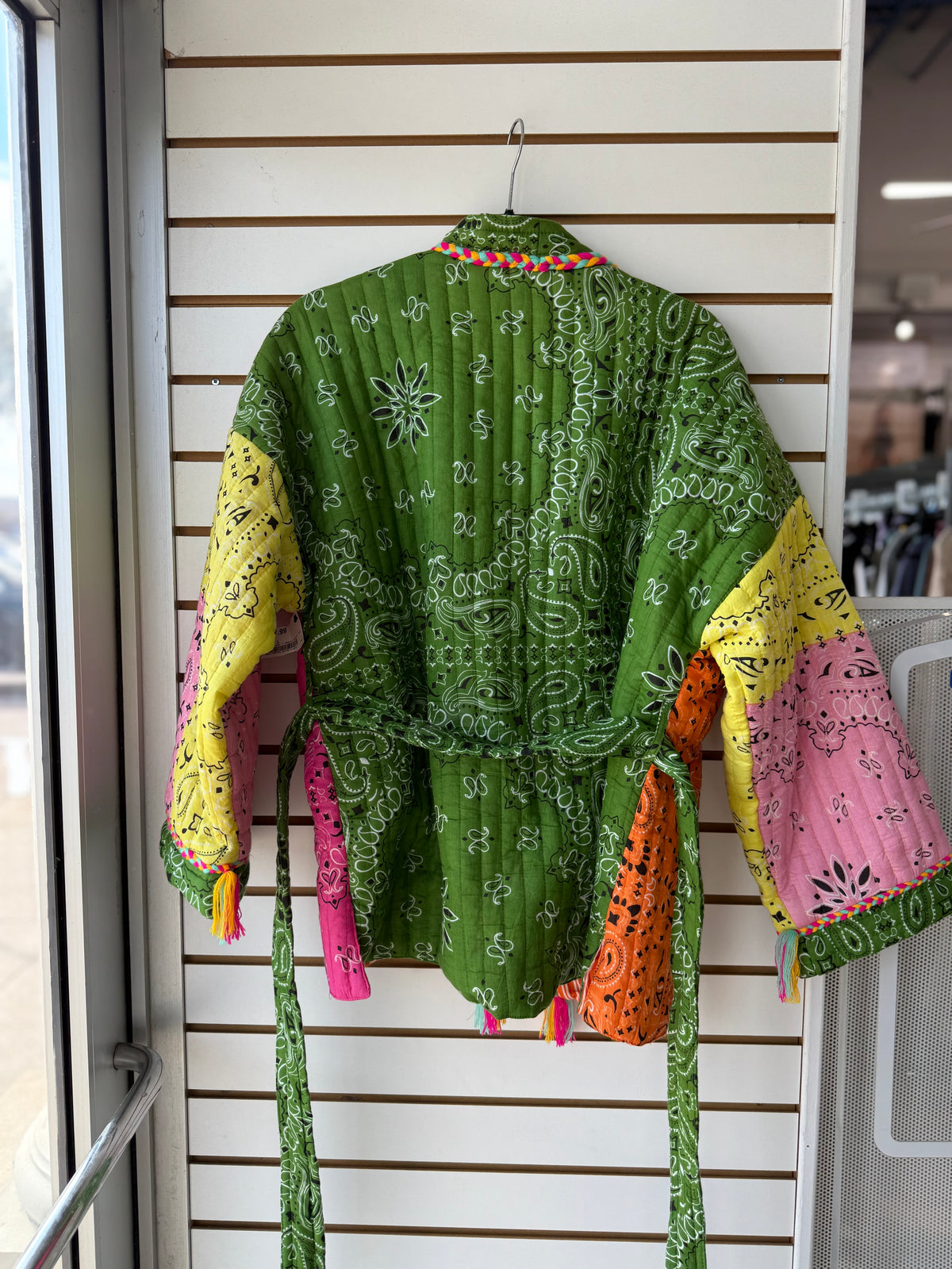 POL one size colorful bandana print tassel jacket with tie