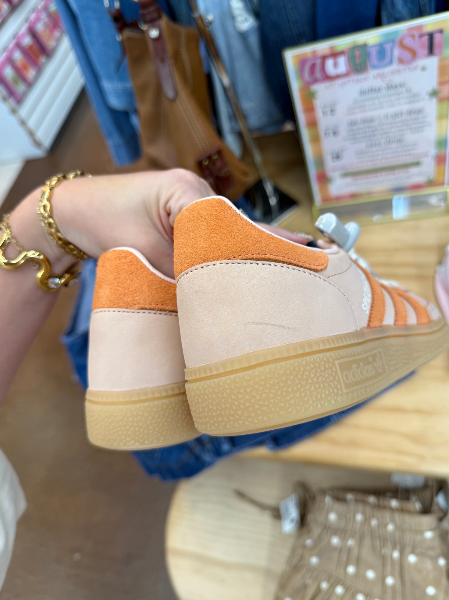 NWT Adidas Handball Spezial Sneaker in Blush Pink, Dusky Orange & Off White size 9 women’s
