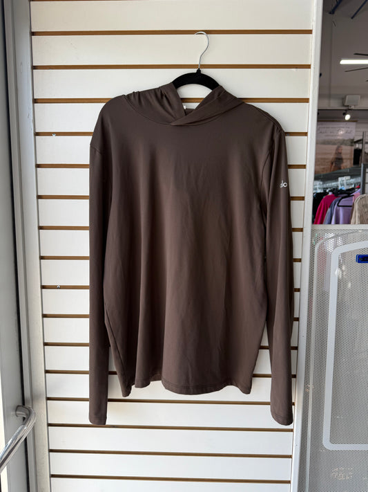 ALO Yoga mens brown hoodie long sleeve size large