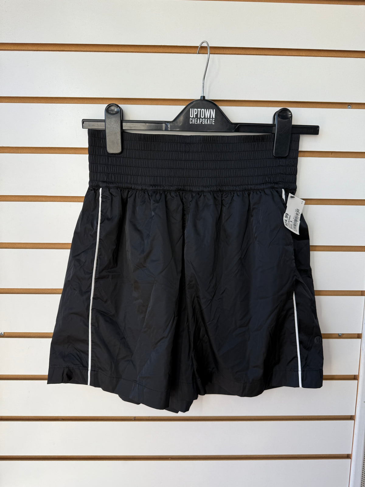 Lululemon black stretch satin shorts size S