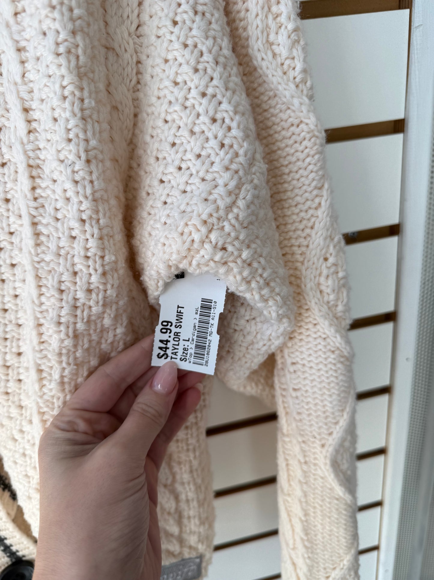 Taylor Swift Folklore cream silver cardigan size M/L