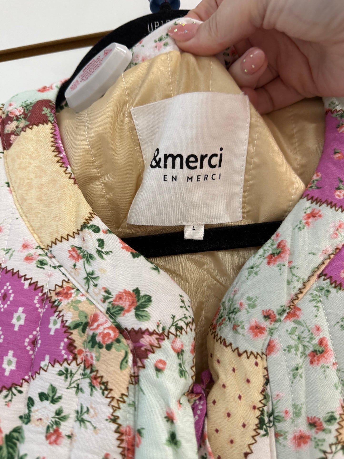 & Merci quilted floral patchwork vest size large