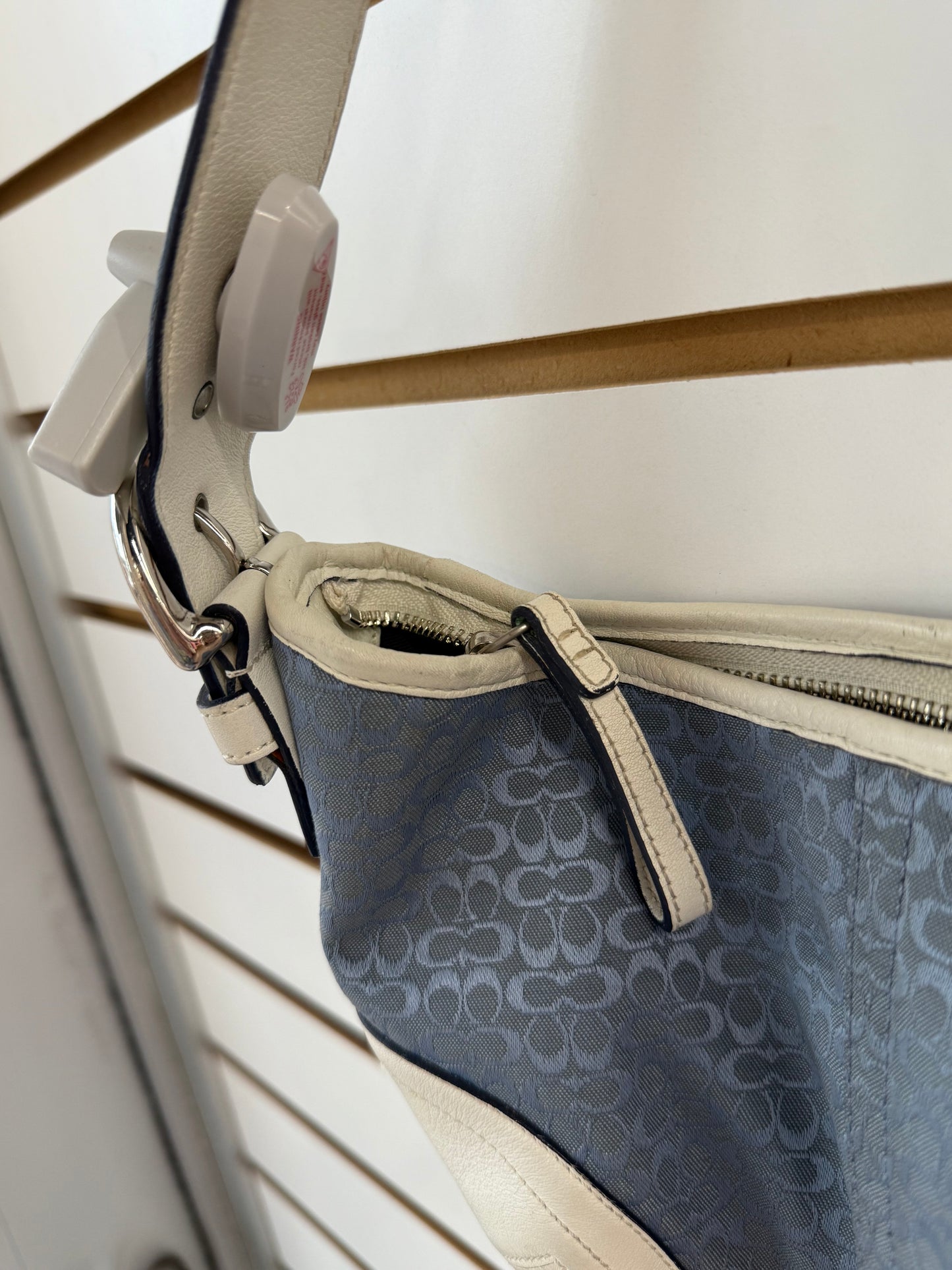Vintage Coach soho signature blue and white shoulder bag (shows wear- see photos)