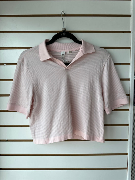 Lululemon swiftly tech cropped polo tee light pink size 4