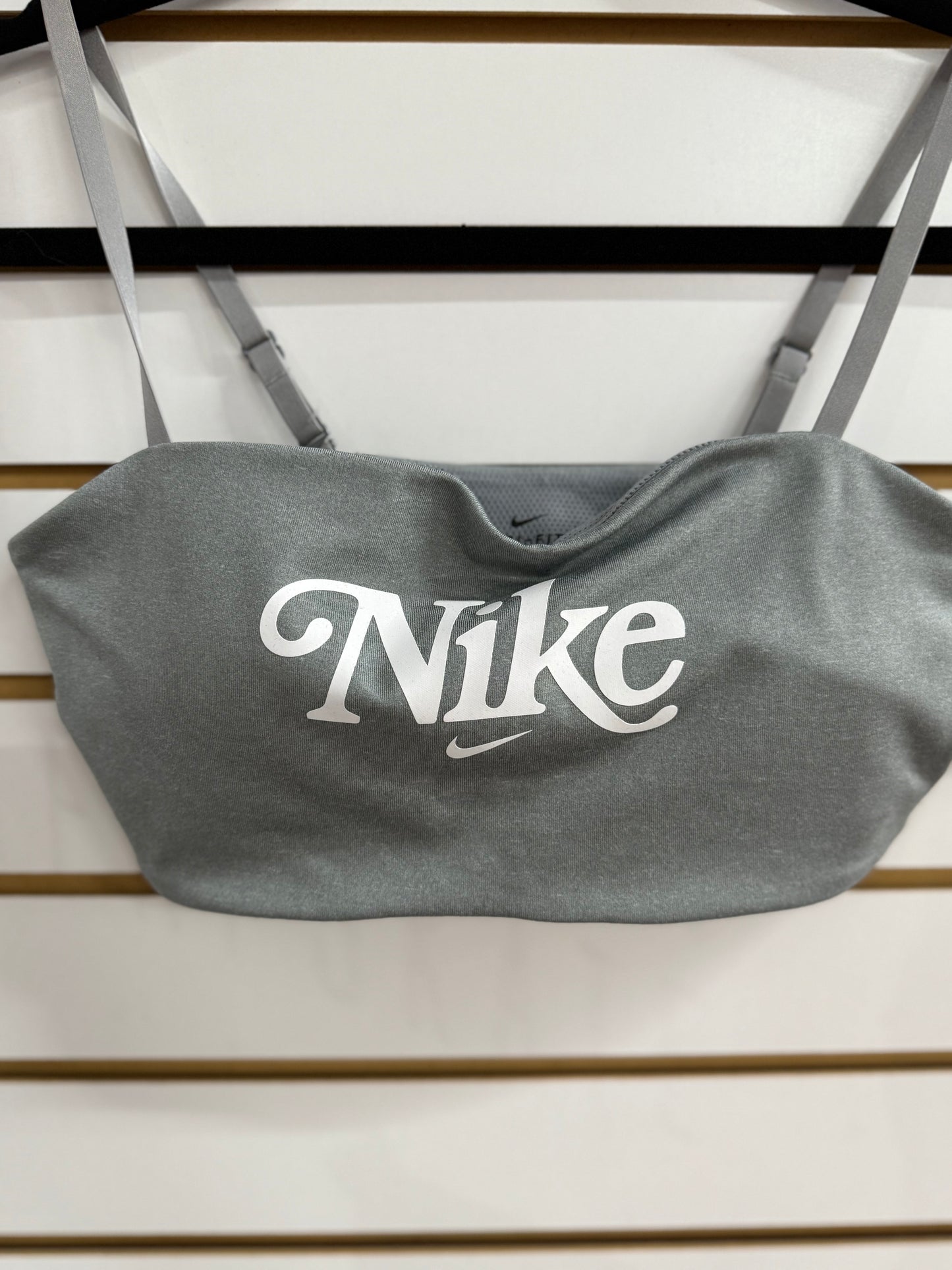 Nike gray padded logo sports bra size medium