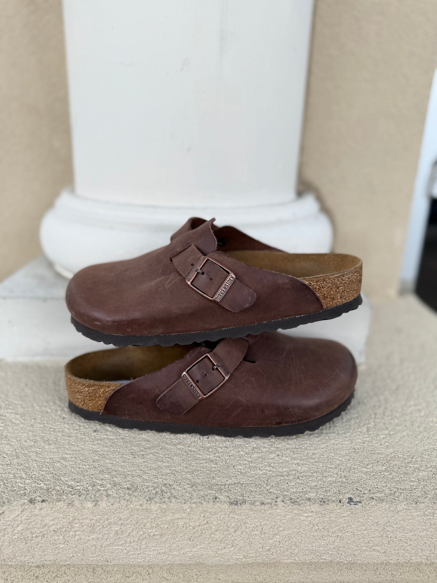 Birkenstock boston brown leather mules size women’s 6/37